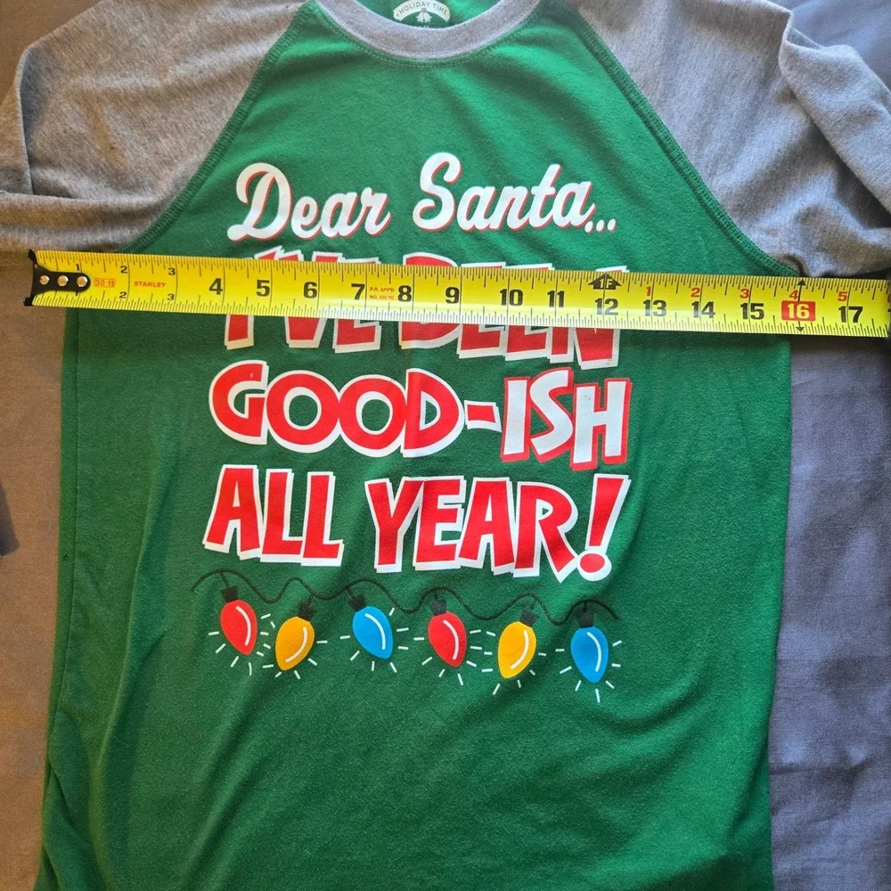 Holiday Time Kids L 10 12 Christmas Shirt Dear Santa  Been Goodish Green Kidcore
